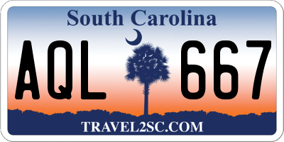 SC license plate AQL667