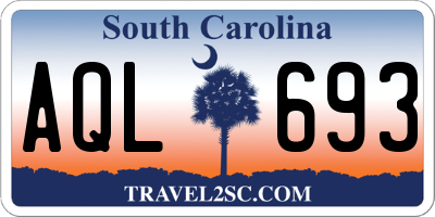 SC license plate AQL693