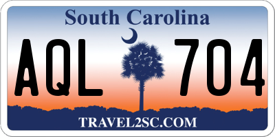 SC license plate AQL704