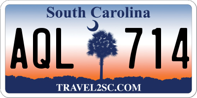 SC license plate AQL714