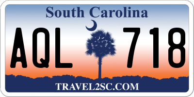 SC license plate AQL718