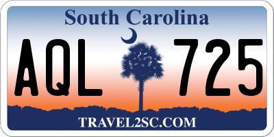 SC license plate AQL725