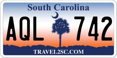 SC license plate AQL742