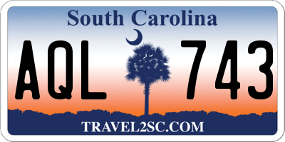SC license plate AQL743