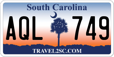 SC license plate AQL749