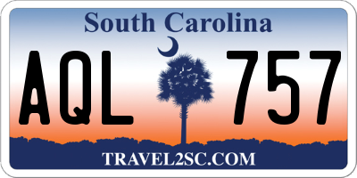 SC license plate AQL757