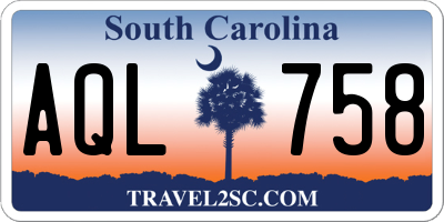 SC license plate AQL758