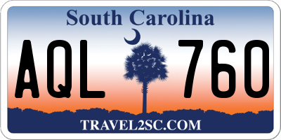 SC license plate AQL760