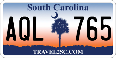 SC license plate AQL765