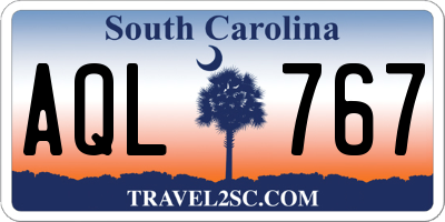 SC license plate AQL767