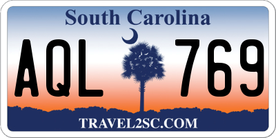 SC license plate AQL769