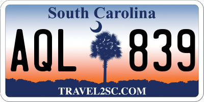 SC license plate AQL839