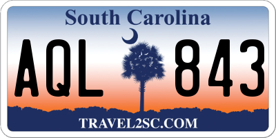 SC license plate AQL843