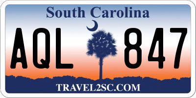 SC license plate AQL847