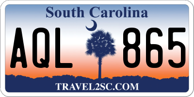 SC license plate AQL865