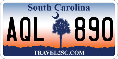 SC license plate AQL890