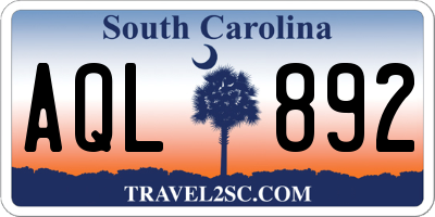 SC license plate AQL892