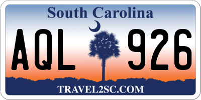 SC license plate AQL926