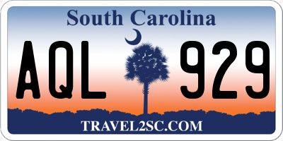 SC license plate AQL929