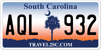 SC license plate AQL932