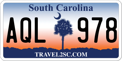 SC license plate AQL978