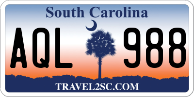 SC license plate AQL988