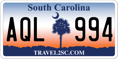 SC license plate AQL994