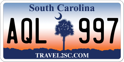 SC license plate AQL997