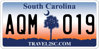 SC license plate AQM019