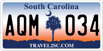 SC license plate AQM034