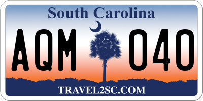 SC license plate AQM040