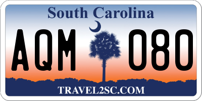SC license plate AQM080