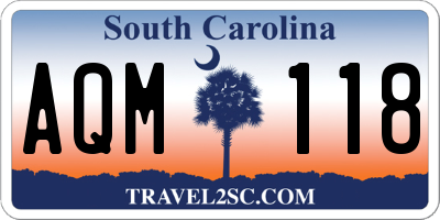 SC license plate AQM118