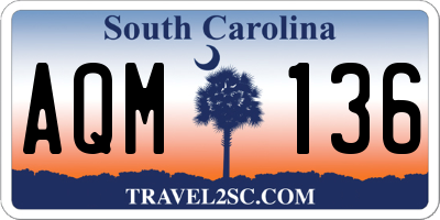 SC license plate AQM136