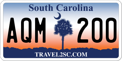 SC license plate AQM200