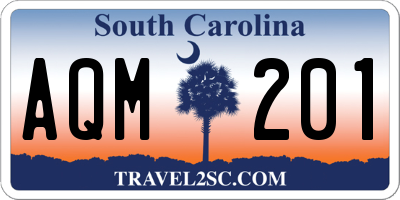 SC license plate AQM201