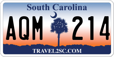 SC license plate AQM214