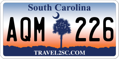 SC license plate AQM226