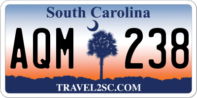 SC license plate AQM238