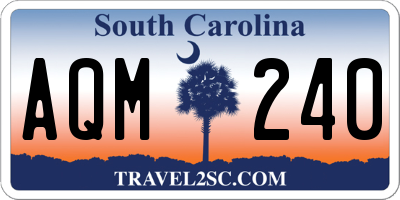 SC license plate AQM240