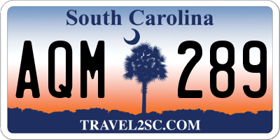 SC license plate AQM289