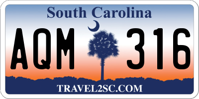 SC license plate AQM316