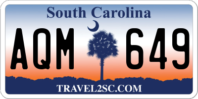 SC license plate AQM649