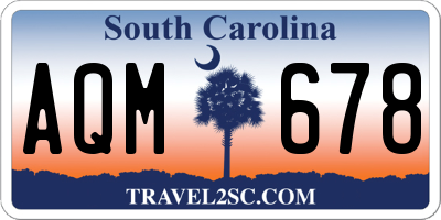 SC license plate AQM678