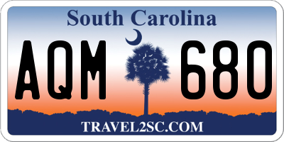 SC license plate AQM680