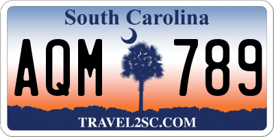 SC license plate AQM789
