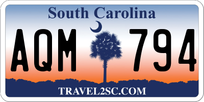 SC license plate AQM794