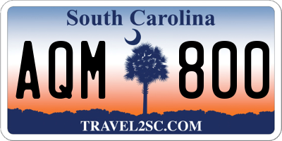 SC license plate AQM800