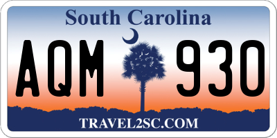 SC license plate AQM930