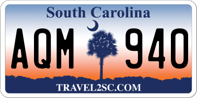 SC license plate AQM940
